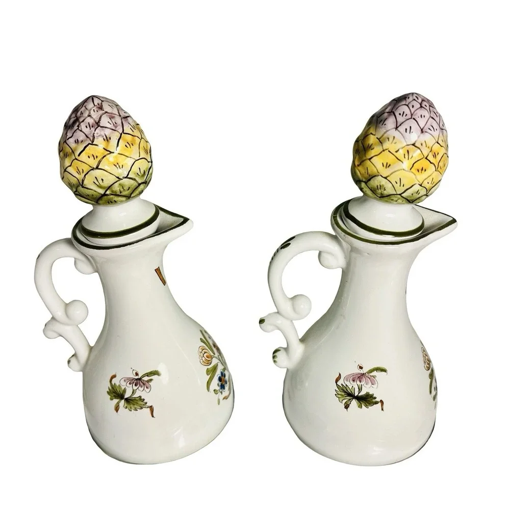 Fontaine Moustiers Du Faiencier Feret Oil Vinegar Set Cruet Caddy Mulsum France